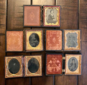 Lot of 1/9 Plate Tintypes Ambrotypes, Includes Union Case