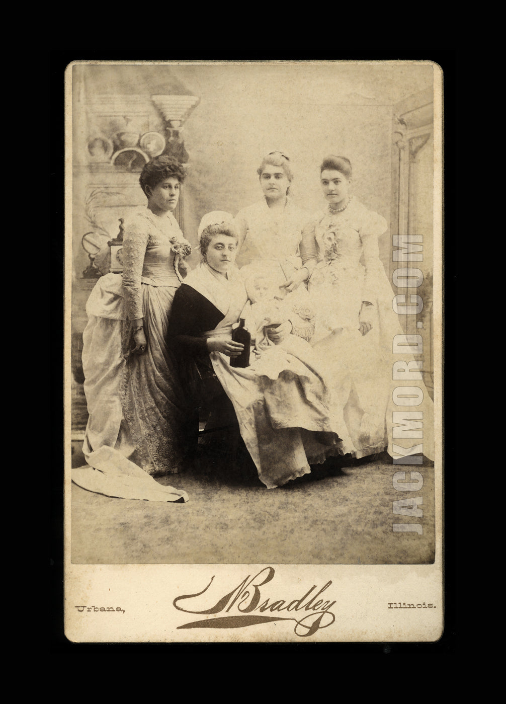 Weird Unusual Antique Photo Women & Nurse Giving Medicine to Creepy Doll 1800s