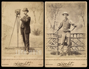 Iowa Photographer Jacob Specht w Camera & Studio Assistant? 1880 Antique Photos