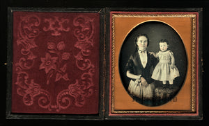 Sealed Daguerreotype Pretty Young Woman & Cute Doll-Like Little Girl / Boston