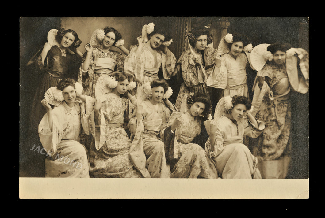 Antique 1910s RPPC Postcard Photo White Women Dressed Up As Japanese Geishas AZO