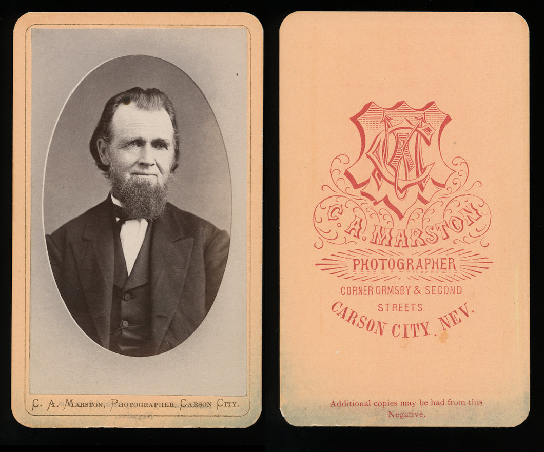 1870s CDV Photo Carson City Nevada Pioneer by Photographer C.A. Marston