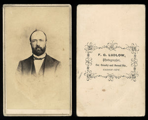 1860s CDV Bearded Man by Civil War Era Photographer Ludlow of Carson City Nevada