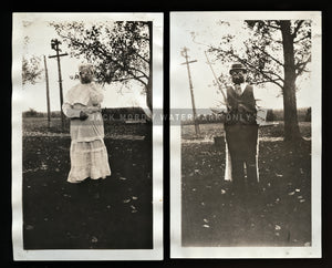 Weird Antique Snapshot Photos Woman in Creepy 2-FACED Halloween Costume UNUSUAL