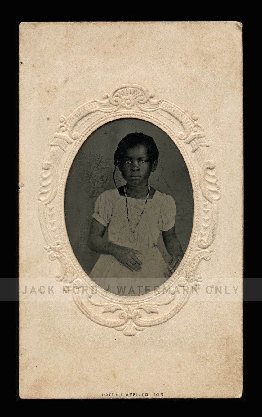 Slave Era 1860s Tintype Photo - Little African American Girl / Black Americana