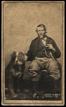 Load image into Gallery viewer, 1860s CDV Man &amp; His Motion Blurred / Face Doubled DOG Smoking Cigar!
