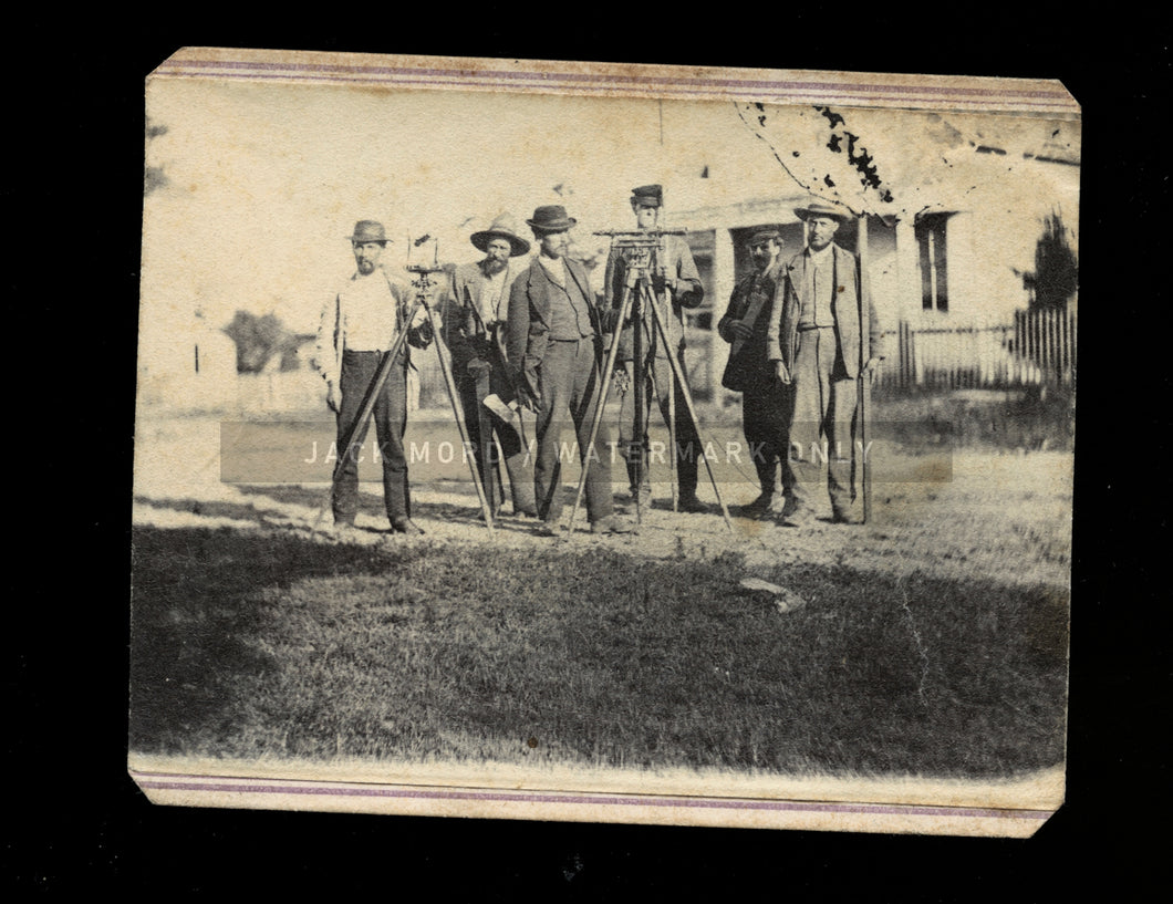 awesome civil war era cdv of a survey crew / occupational / rare 1860s photo