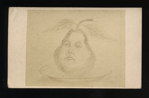 unusual antique anthropomorphic fruit folk art drawing funny pear man - famous?