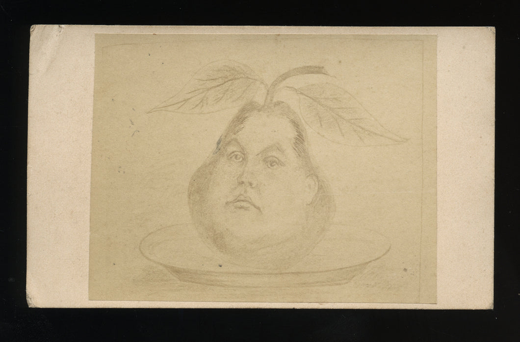 unusual antique anthropomorphic fruit folk art drawing funny pear man - famous?