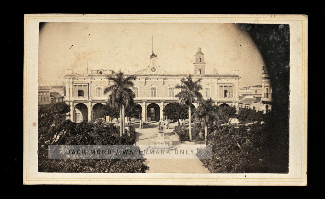 rare havana cuba government palacio & plaza / c.d. fredricks / 1860s cdv photo