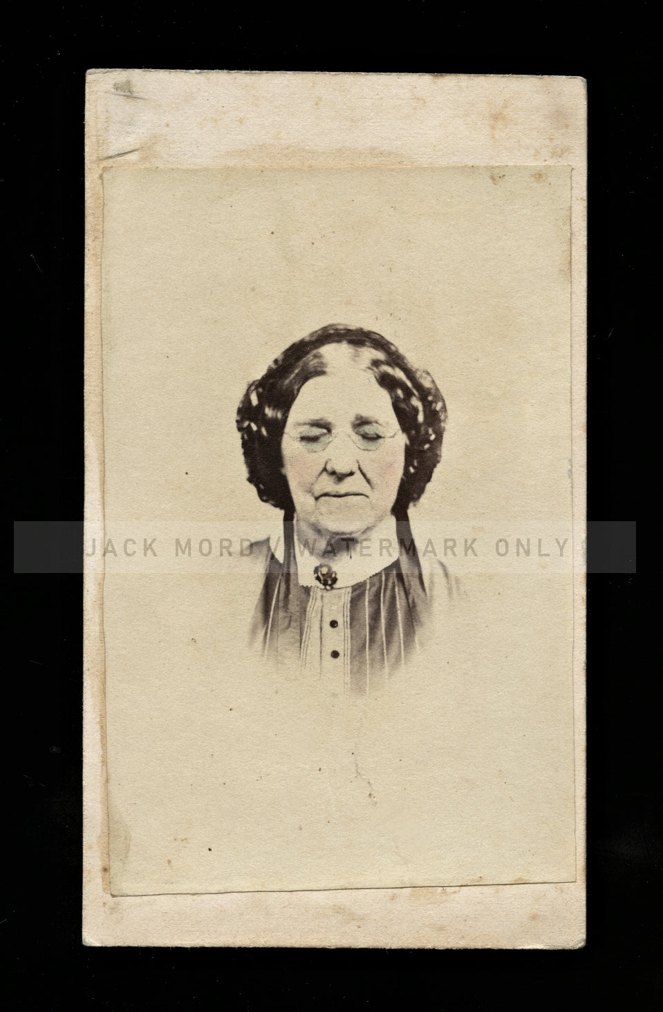 Unique 1860s CDV Photo - Possible Post Mortem Woman - Tinted Eyeglasses!
