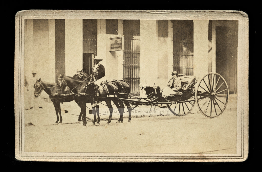 rare 1860s havana cuba cdv / cuban buggy driver and american photographer?