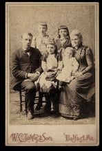 Load image into Gallery viewer, old victorian era belfast maine family group photo - neat spider web graphic!
