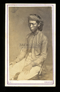 RARE 1860s CDV PHOTO BY SINGAPORE PHOTOGRAPHER SACHTLER, MALAYSIA SOUTHEAST ASIA