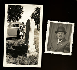 Snapshots - Woman & Daughter at Graveyard Cemetery & Man Wearing Mourning Band
