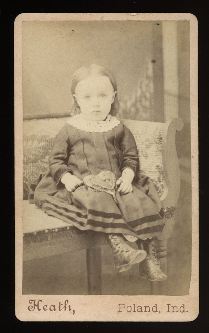 Antique CDV Little Girl Holding a Valentine's Day Heart on Lap