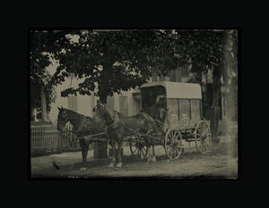 Occupational Tintype Men in Leather Aprons in CRYSTAL LAKE Wagon - Outdoor Photo
