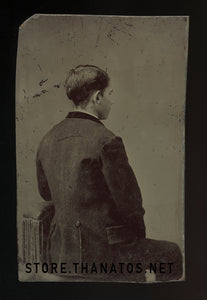 Unusual Tintype Young Man Back Turned Away From Camera