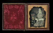 Load image into Gallery viewer, 1/6 Daguerreotype Pretty Woman Tinted Cheeks, Boldly Painted Flowers &amp; Vase
