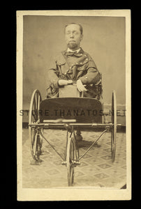 Crippled Man in Custom Cart! Rare 1870s CDV Photo