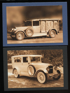 Two Prints of Early 1900s Funeral Cars / Hearses