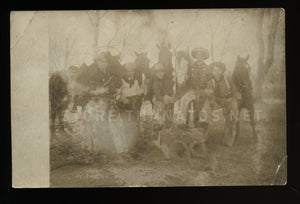 antique 1910s real photo postcard - group of cowboys holding guns, lasso