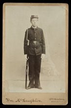 Load image into Gallery viewer, Young ID&#39;d Army Soldier with Rifle &amp; Bayonet - Antique Indian Wars Era Photo
