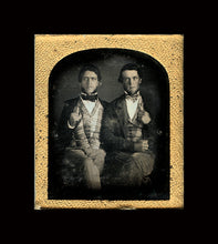 Load image into Gallery viewer, 1840s Daguerreotype - Early Scovills 1/6 Plate Two Handsome Men / Male Friends
