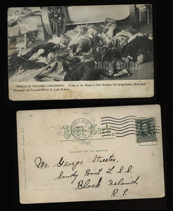 Macabre Antique 1907 Wreck Of Steamer Larchmont Victims Postcard Post Mortem