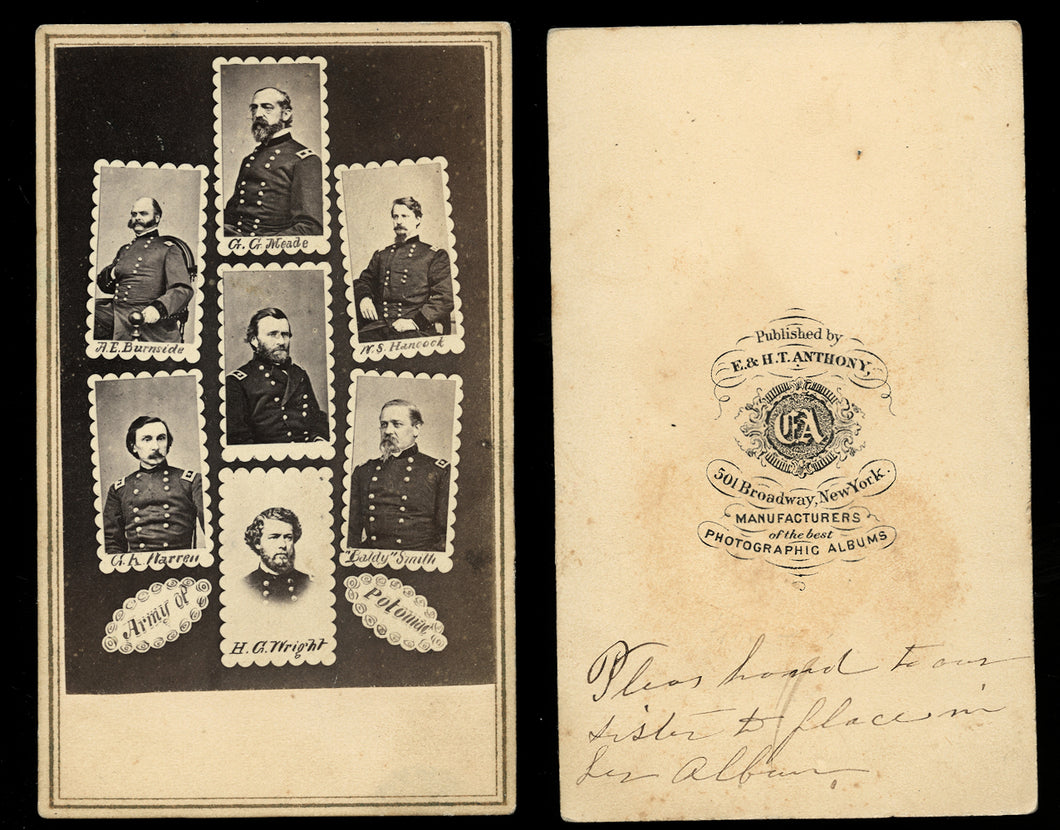 1860s Civil War Cdv Photo Of Union Generals - Grant, Burnside, Meade, Hancock ++