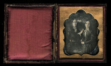 Load image into Gallery viewer, 1/6 1840s Daguerreotype Two Women Affectionate Pose Long Curls in Hair Plumbe
