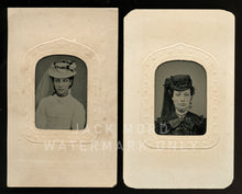 Load image into Gallery viewer, Black Veil, White Veil - Tintype Photos of Women / 1860s Civil War Era Fashion

