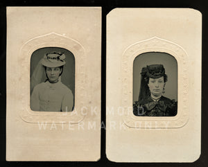 Black Veil, White Veil - Tintype Photos of Women / 1860s Civil War Era Fashion