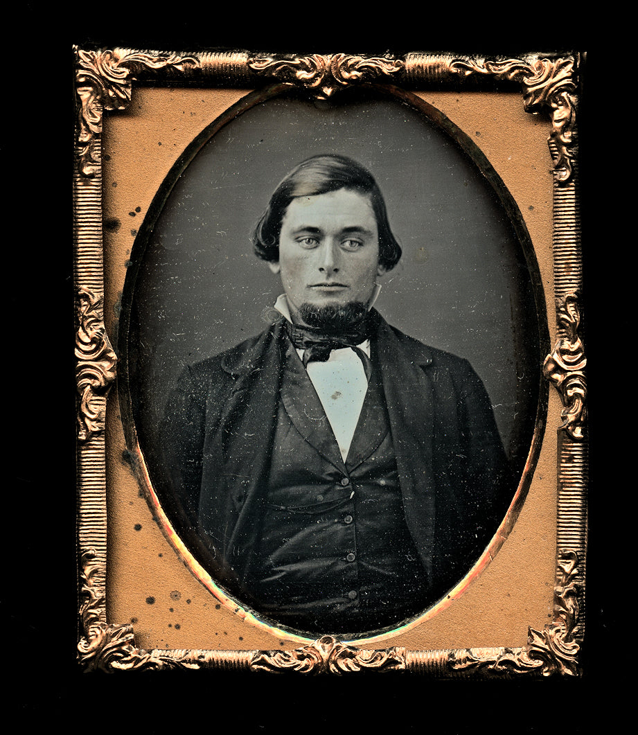 handsome man in suit chin beard 1850s daguerreotype