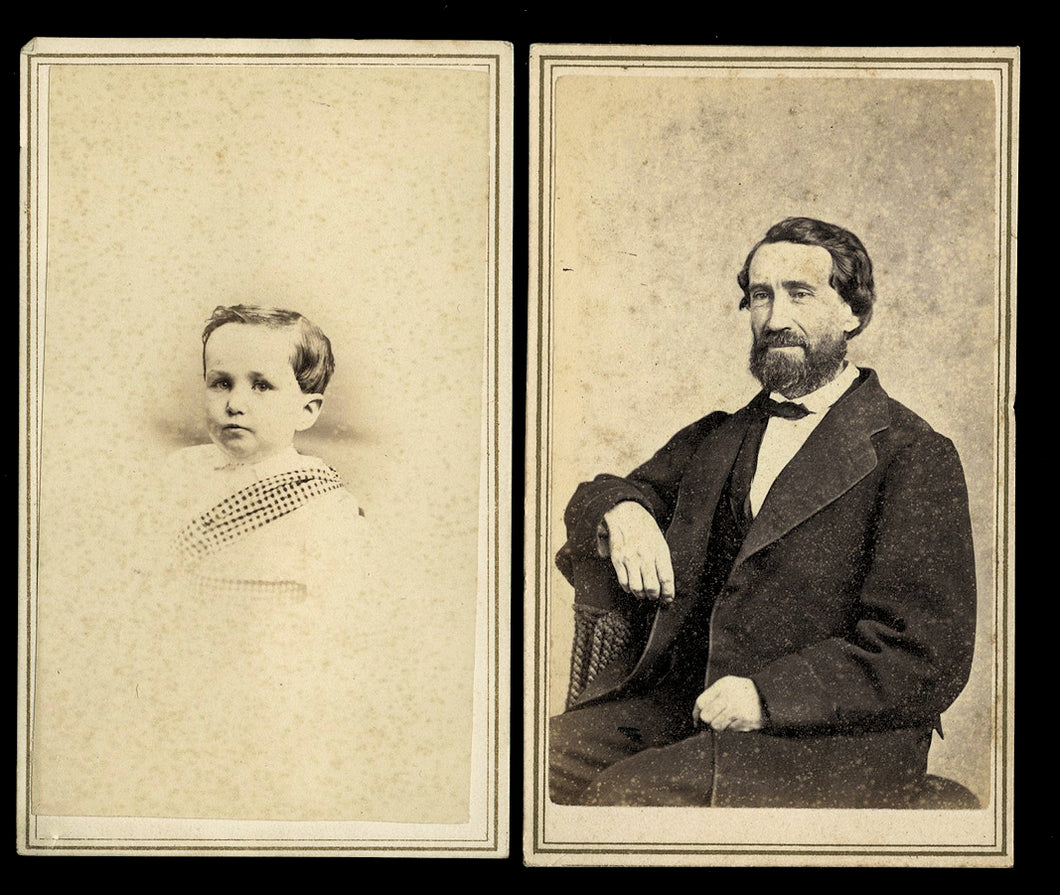 new orleans louisiana cdv photos 1860s id'd boy & father? civil war tax stamp