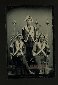 Excellent Tintype (Alabama?) Political Marchers US Flags & Parade Torches - Rare