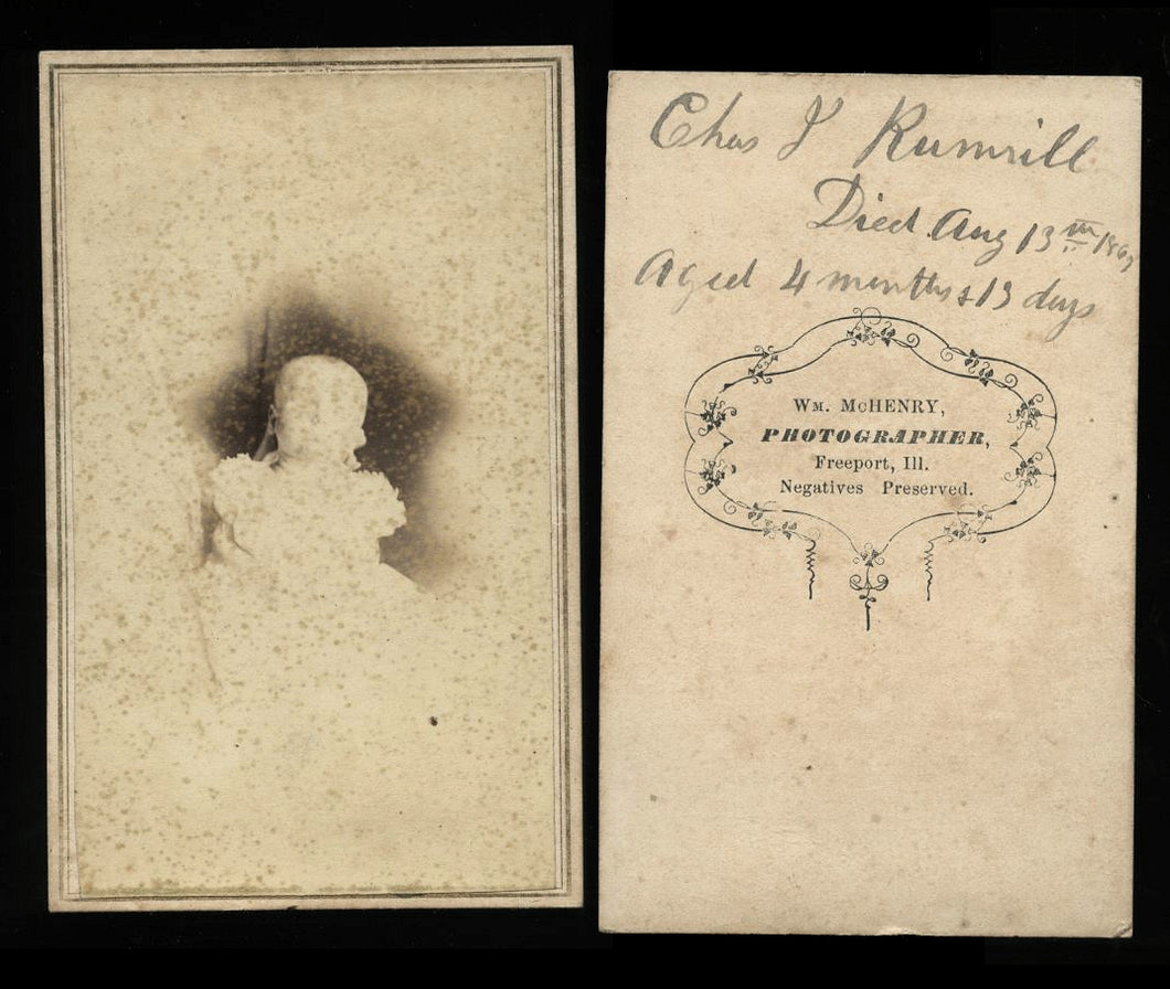CDV Photo, ID'd & Dated Post Mortem Infant Freeport Illinois 1860s