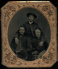 Load image into Gallery viewer, 1/6 Tintype Photo 3 Civil War Soldiers Possibly Brothers West Virginia Cavalry

