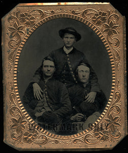 1/6 Tintype Photo 3 Civil War Soldiers Possibly Brothers West Virginia Cavalry