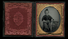 Load image into Gallery viewer, 1/6 Ambrotype Cute Boy Funny Hair Unusual Table - 1860s, Full Case
