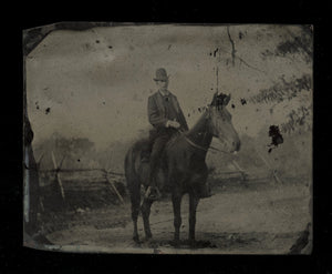 1/4 Tintype 1860s 1870s Outdoor Scene Man Riding Horse Kentucky Sandifer