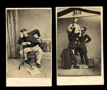 Load image into Gallery viewer, Rare Unusual Set Old CDV Photos Incl Hanging Soldier Creepy 1800s Photography
