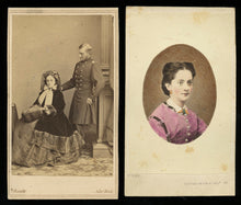 Load image into Gallery viewer, 2 Rare 1860s CDVs General Judson Kilpatrick &amp; Wives, Brady, Civil War Soldier

