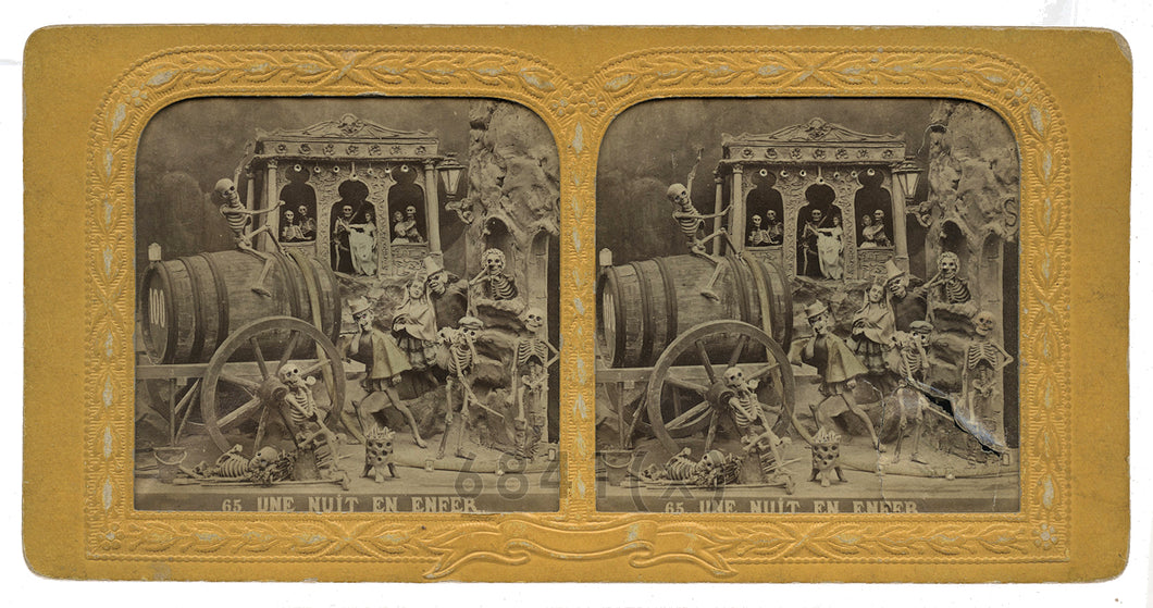 Antique Tissue Stereoview Photo ~ A Night In Hell