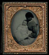 Load image into Gallery viewer, Rare Slavery Era African American Nanny Holding Baby 1/6 Ambrotype
