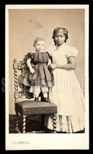 Load image into Gallery viewer, 1860s CDV Photo Ethnic / Black Nanny Girl &amp; White Child in Dress RARE Hamburg
