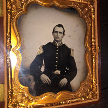 Load image into Gallery viewer, Civil War Soldier Painted Uniform Highlights Ambrotype Union Case Tinted 1860s
