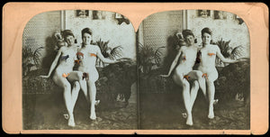 Rare Antique 3D Stereoview Photo - Nude Girlfriends!