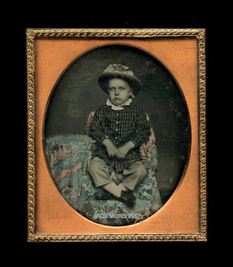 1/6 Daguerreotype, Tinted Boy Wearing Hat Bucksport Maine, Sealed