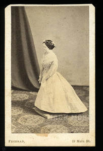 Great & Unusual 1860s CDV Photo of a Standing China Doll - Charlestown Massachusetts